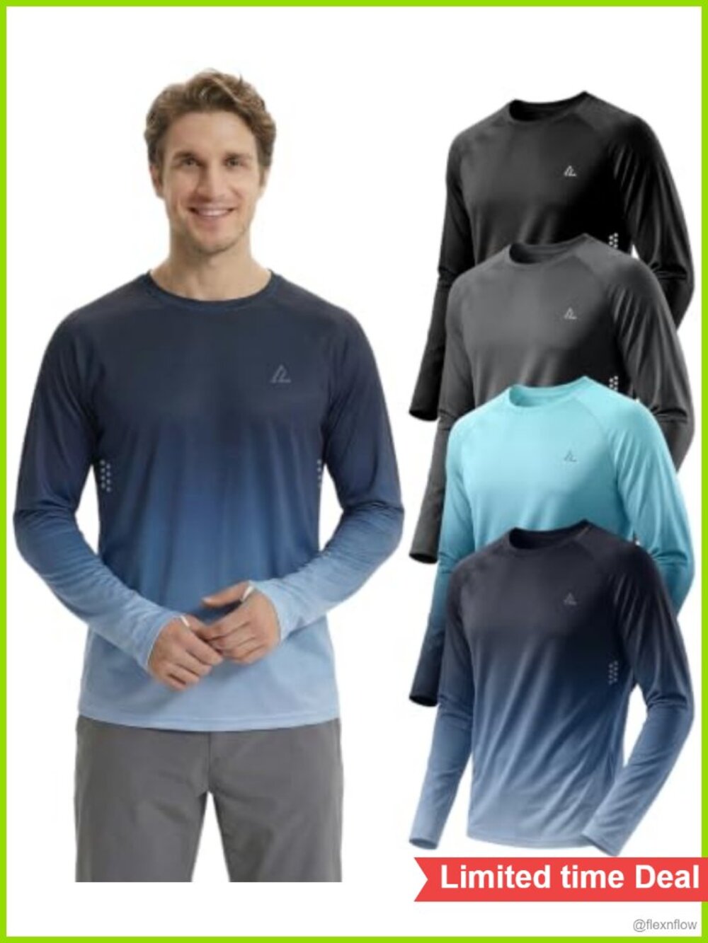 Men's Long Sleeve UPF 50+ Rash Guard Sun Protection Swim Fishing Shirt